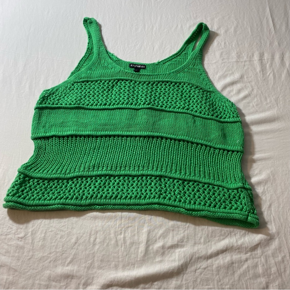 Express Tank Top Crochet Sweater cropped Green Women’s Boho Top